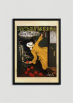 Plakat w drewnianej czarnej ramce: La Victoria Arduino per Caffè Espresso Leonetto Cappiello 1922