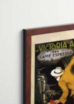 Plakat oprawiony w drewnianą brązową ramkę Vintage Italia: La Victoria Arduino per Caffè Espresso Leonetto Cappiello 1922