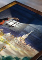 Zbliżenie na detale plakatu: Leonetto Cappiello kobieta z latarnią vintage