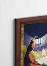 Plakat oprawiony w drewnianą brązową ramkę Vintage Italia: Leonetto Cappiello kobieta z latarnią vintage