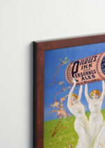 Plakat oprawiony w drewnianą brązową ramkę Vintage Italia: Pilules Pink Leonetto Cappiello vintage art nouveau