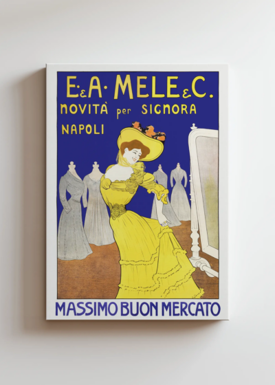 Leonetto Cappiello żółta suknia moda vintage obraz na płótnie