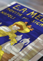 Zbliżenie na detale plakatu: Leonetto Cappiello żółta suknia moda vintage