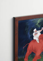 Plakat oprawiony w drewnianą brązową ramkę Vintage Italia: Végétaline kucharz na słoniu Leonetto Cappiello