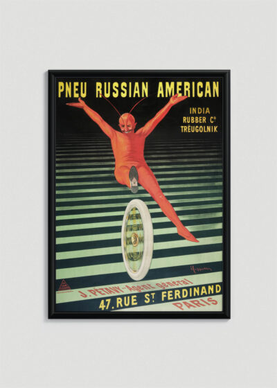 Plakat w drewnianej czarnej ramce: Czerwony Diabełek Leonetto Cappiello 1906