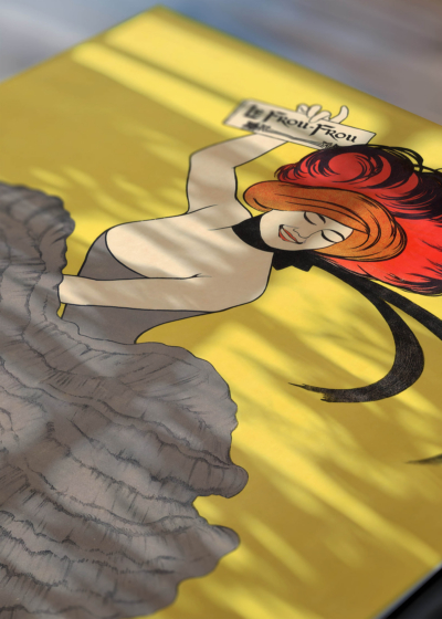 Zbliżenie na detale plakatu: Le Frou Frou Leonetto Cappiello tancerka can-can