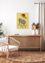 Aranżacja wnętrza, na ścianie wisi plakat w ramce: Le Frou Frou Leonetto Cappiello tancerka can-can