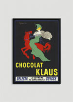 Plakat w drewnianej czarnej ramce: Chocolat Klaus Leonetto Cappiello vintage