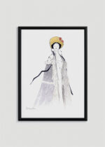 Plakat w drewnianej czarnej ramce: Cappiello kobieta w złotym kapeluszu z różami