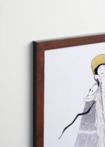 Plakat oprawiony w drewnianą brązową ramkę Vintage Italia: Cappiello kobieta w złotym kapeluszu z różami