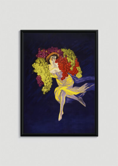 Plakat w drewnianej czarnej ramce: Taniec winogron Leonetto Cappiello 1903