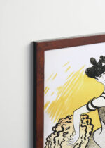 Plakat oprawiony w drewnianą brązową ramkę Vintage Italia: Leonetto Cappiello tancerka belle époque żółty