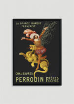 Plakat w drewnianej czarnej ramce: Perrouin Frères Leonetto Cappiello tancerka