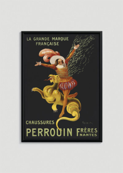 Plakat w drewnianej czarnej ramce: Perrouin Frères Leonetto Cappiello tancerka