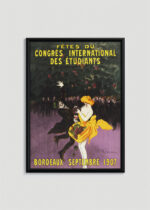 Plakat w drewnianej czarnej ramce: Leonetto Cappiello tańcząca para Bordeaux 1907