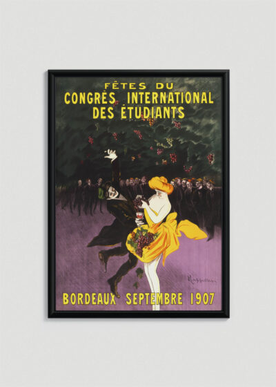 Plakat w drewnianej czarnej ramce: Leonetto Cappiello tańcząca para Bordeaux 1907