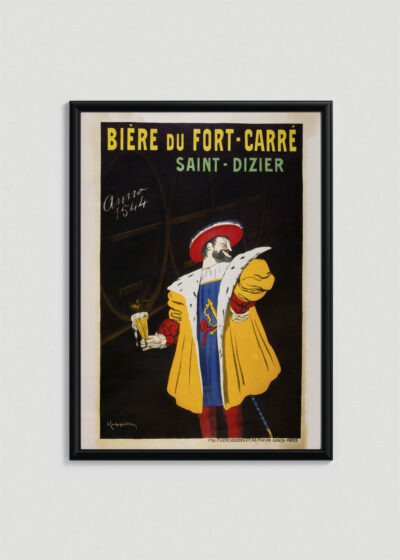 Plakat w drewnianej czarnej ramce: Bière du Fort Carré Leonetto Cappiello 1911