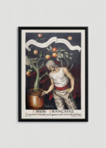 Plakat w drewnianej czarnej ramce: Leonetto Cappiello mężczyzna z pomarańczami vintage