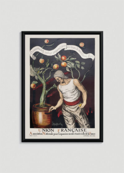 Plakat w drewnianej czarnej ramce: Leonetto Cappiello mężczyzna z pomarańczami vintage