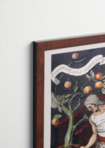 Plakat oprawiony w drewnianą brązową ramkę Vintage Italia: Leonetto Cappiello mężczyzna z pomarańczami vintage