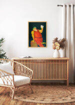 Aranżacja wnętrza, na ścianie wisi plakat w ramce: La Cruz del Campo Leonetto Cappiello piwo