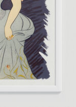 Zbliżenie na detale plakatu oprawionego w drewnianą białą ramkę od Plakatello®: Odette Dulac Leonetto Cappiello Art Nouveau