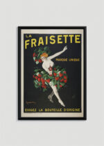 Plakat w drewnianej czarnej ramce: La Fraisette Leonetto Cappiello likier vintage