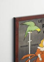 Plakat oprawiony w drewnianą brązową ramkę Vintage Italia: Dziewczynka z papugą Leonetto Cappiello vintage