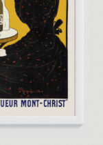 Zbliżenie na detale plakatu oprawionego w drewnianą białą ramkę od Plakatello®: Mont-Christ Leonetto Cappiello stara reklama vintage