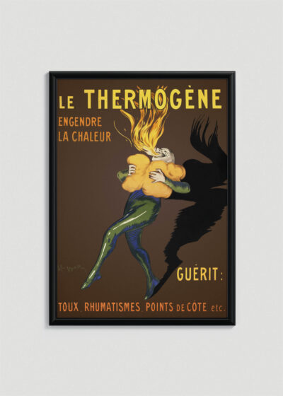 Plakat w drewnianej czarnej ramce: Le Thermogène Leonetto Cappiello 1909 vintage
