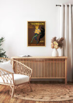 Aranżacja wnętrza, na ścianie wisi plakat w ramce: Le Thermogène Leonetto Cappiello 1909 vintage