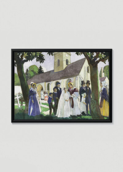 Plakat w drewnianej czarnej ramce: Maurice Denis Pierwsza Komunia Św. Lopoldine Fourqueux 1933