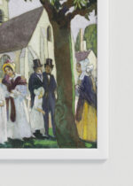 Zbliżenie na detale plakatu oprawionego w drewnianą białą ramkę od Plakatello®: Maurice Denis Pierwsza Komunia Św. Lopoldine Fourqueux 1933