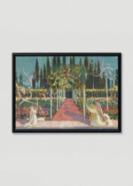 Plakat w drewnianej czarnej ramce: Zwiastowanie Maurice Denis Kobieta i Anioł w ogrodzie