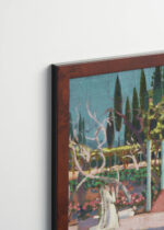 Plakat oprawiony w drewnianą brązową ramkę Vintage Italia: Zwiastowanie Maurice Denis Kobieta i Anioł w ogrodzie