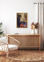 Aranżacja wnętrza, na ścianie wisi plakat w ramce: Prywatność / Mycie okna Maurice Denis nabizm