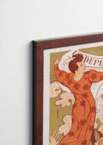 Plakat oprawiony w drewnianą brązową ramkę Vintage Italia: Maurice Denis La Dépêche 1895 Art Nouveau vintage