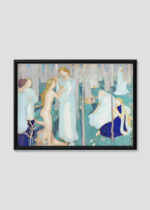 Plakat w drewnianej czarnej ramce: Wiosna Maurice Denis błękitne postacie w łaźni