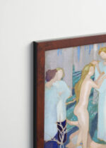 Plakat oprawiony w drewnianą brązową ramkę Vintage Italia: Wiosna Maurice Denis błękitne postacie w łaźni