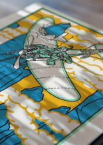 Zbliżenie na detale plakatu: Moriz Jung aeroplan góry Dolomity secesja 1911