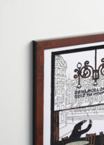 Plakat oprawiony w drewnianą brązową ramkę Vintage Italia: kawiarnia Gespräch zwischen Stummen Moriz Jung secesja