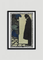 Plakat w drewnianej czarnej ramce: Nocna rozmowa Moritz Jung secesja Naechtliches Gespraech