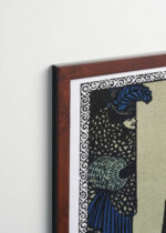 Plakat oprawiony w drewnianą brązową ramkę Vintage Italia: Nocna rozmowa Moritz Jung secesja Naechtliches Gespraech