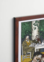 Plakat oprawiony w drewnianą brązową ramkę Vintage Italia: Moriz Jung wiedeńska kawiarnia secesja Austria