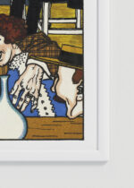 Zbliżenie na detale plakatu oprawionego w drewnianą białą ramkę od Plakatello®: Moriz Jung wiedeńska kawiarnia secesja Austria