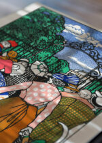 Zbliżenie na detale plakatu: Schönbrunn am Sonntag Spacer w parku Moriz Jung secesja wiedeńska