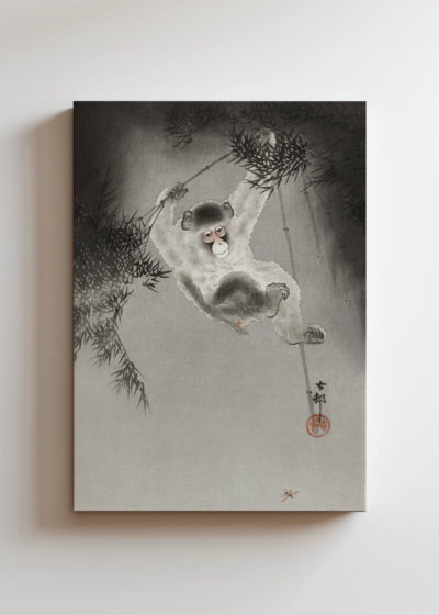 Ohara Koson małpa na bambusie japoński shin-hanga obraz na płótnie
