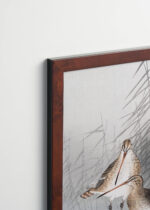 Plakat oprawiony w drewnianą brązową ramkę Vintage Italia: ptaki bekasy kszyki Ohara Koson japoński drzeworyt vintage