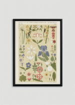Plakat w drewnianej czarnej ramce: botaniczny Owen Jones Gramatyka Ornamentu 1856