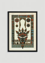 Plakat w drewnianej czarnej ramce: turecki ornament Owen Jones Gramatyka Ornamentu